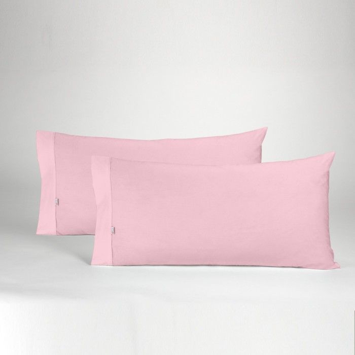 Funda de almohada 50-50 rosa dos piezas abertura lateral