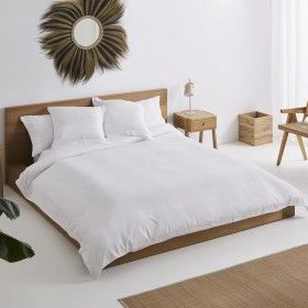 Funda nórdica tejida Piles blanco escena de cama