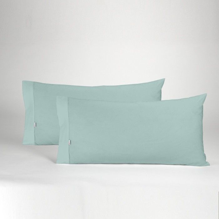 Funda de almohada algodón aqua dos piezas abertura lateral