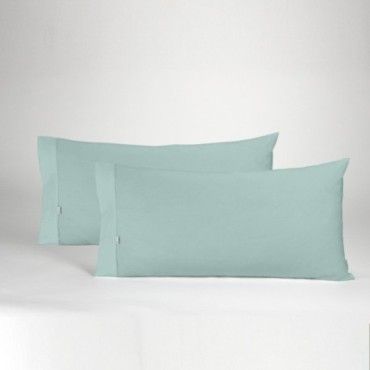 Funda de almohada algodón aqua dos piezas abertura lateral