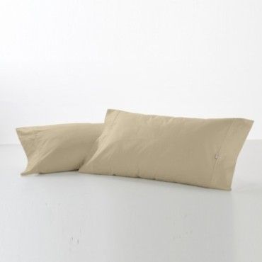 Funda de almohada algodón camel dos piezas abertura lateral