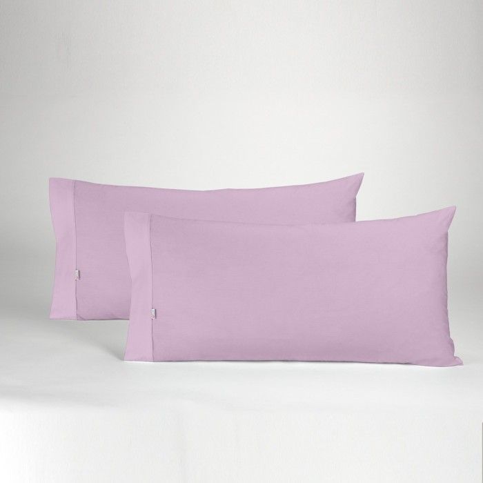 Funda de almohada algodón malva dos piezas abertura lateral