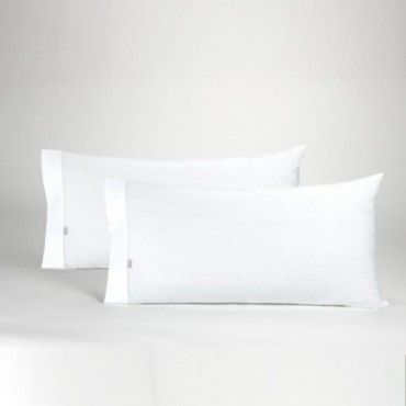 Funda de almohada percal blanco dos piezas abertura lateral