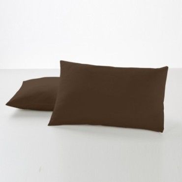 Funda de almohada percal chocolate dos piezas 50x80 cm