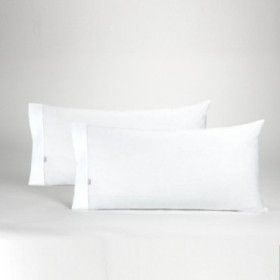Funda de almohada satén blanco dos piezas abertura lateral