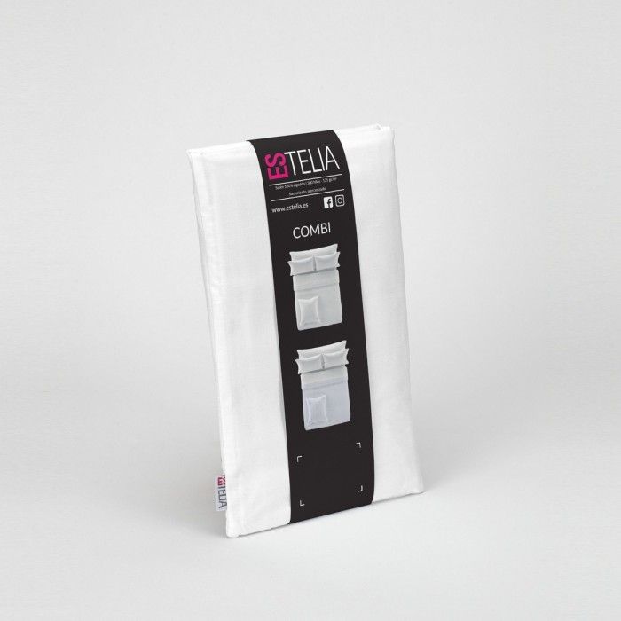 Funda de almohada satén blanco presentación en bolsa de tela