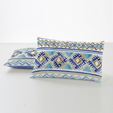 Funda de almohada algodón Vinia azul artículo