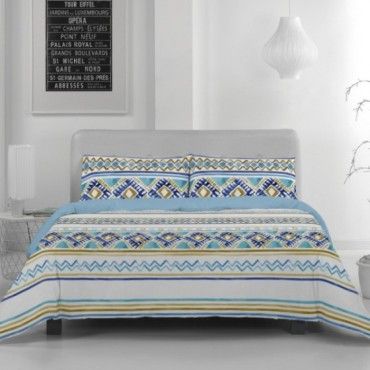 Funda de almohada algodón Vinia azul vista frontal