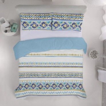 Funda de almohada algodón Vinia azul vista cenital