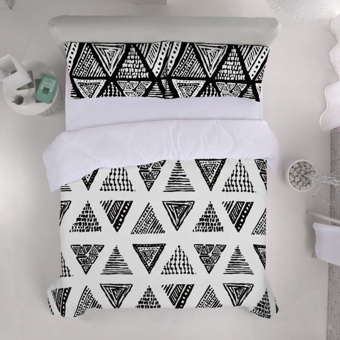 Funda de almohada algodón Yaqui negro vista cenital