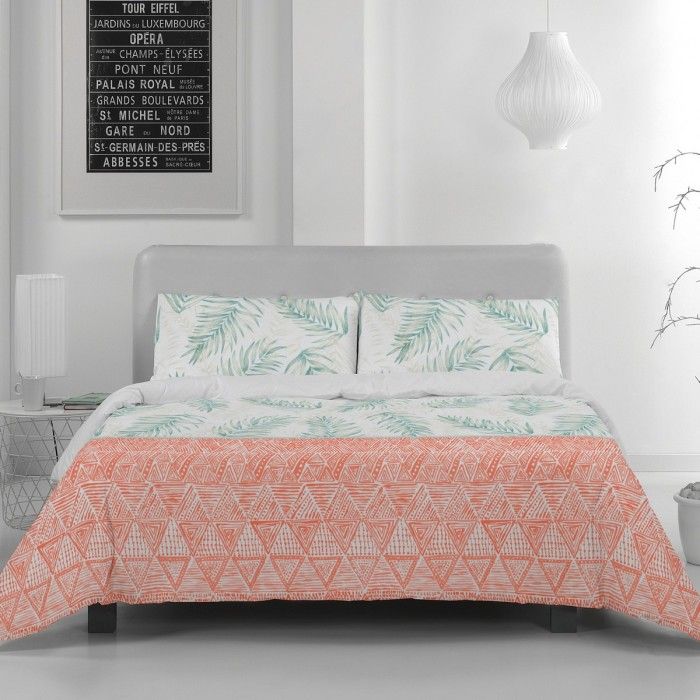 Funda de almohada algodón Maica aqua vista frontal