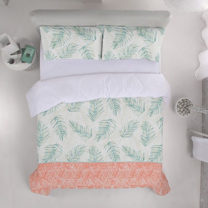 Funda de almohada algodón Maica aqua vista cenital