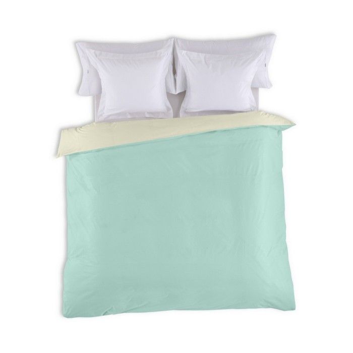 Funda nórdica reversible aqua-crema vista cenital anverso