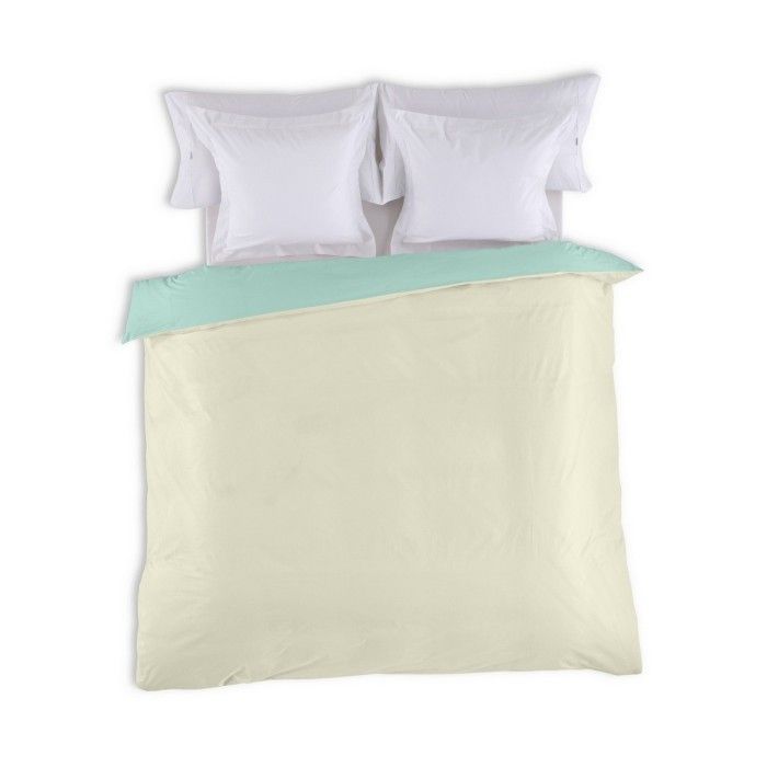Funda nórdica reversible aqua-crema vista cenital reverso