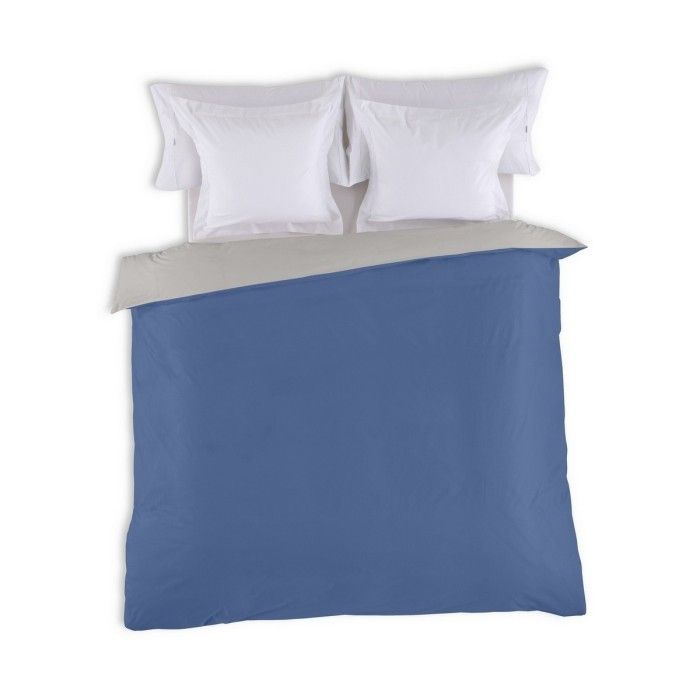 Funda nórdica reversible azulón-plomo vista cenital anverso