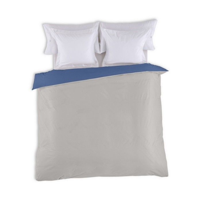 Funda nórdica reversible azulón-plomo vista cenital reverso