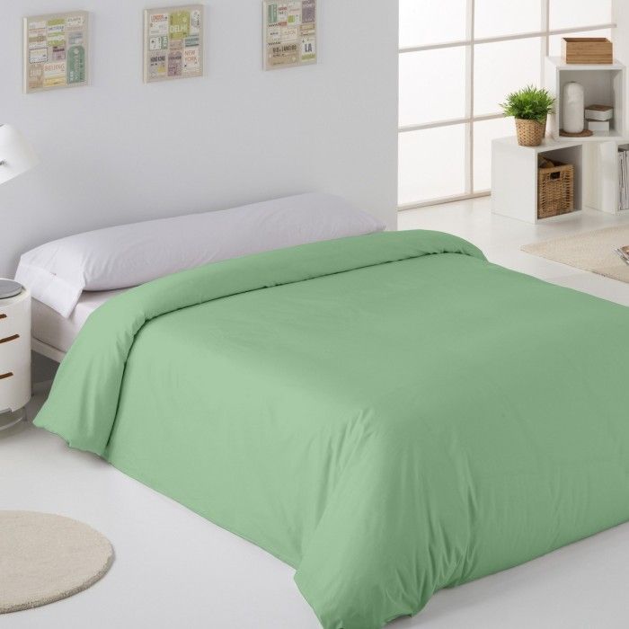 Funda nórdica lisa 50-50 albahaca escena de cama