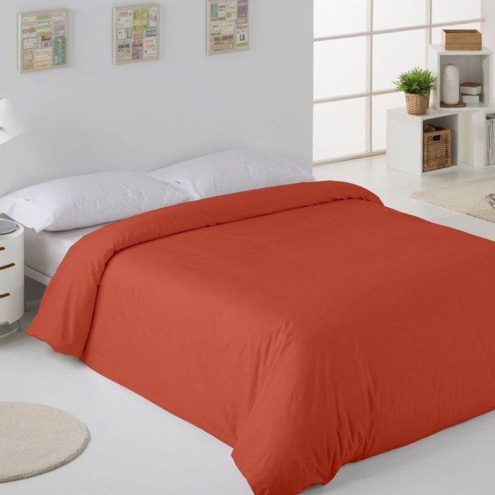 Funda nórdica lisa 50-50 tierra escena de cama