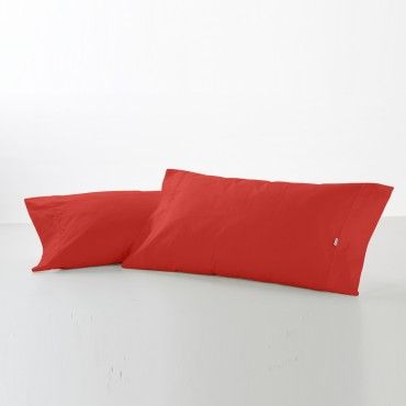 Funda de almohada 50-50 rojo amapola dos piezas abertura lateral