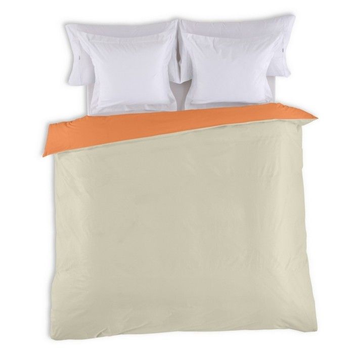 Funda nórdica reversible algodón mango-piedra vista cenital reverso