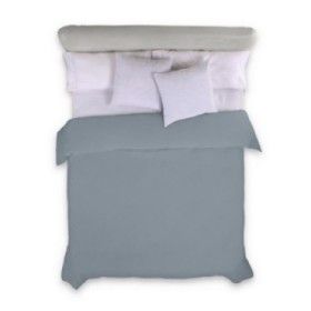 Funda nórdica lisa algodón acero vista cenital