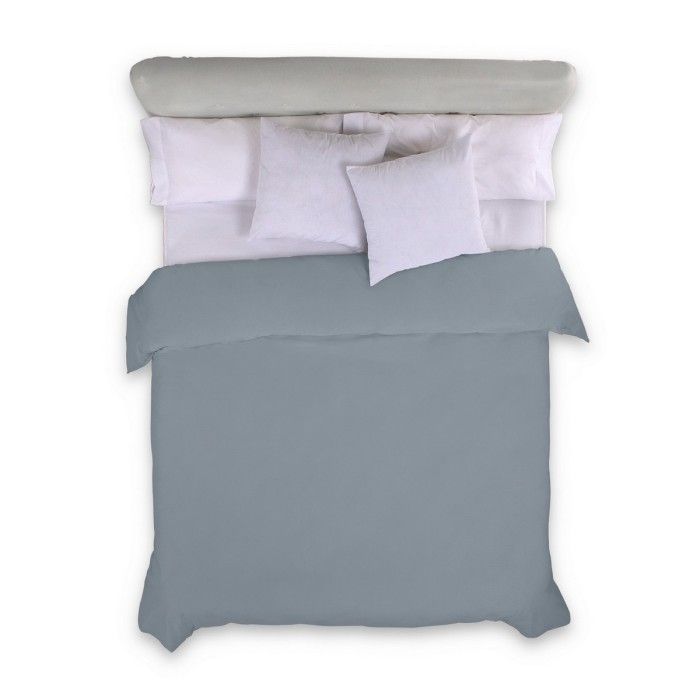 Funda nórdica lisa algodón acero vista cenital