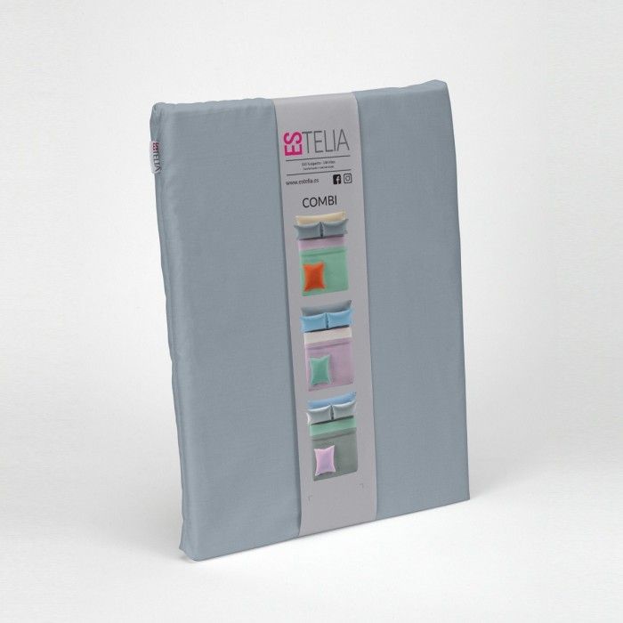 Funda nórdica lisa algodón acero presentación en bolsa de tela