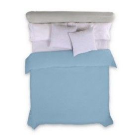 Funda nórdica lisa algodón azul celeste vista cenital