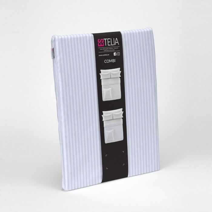 Funda nórdica satén listado blanco presentación en bolsa de tela