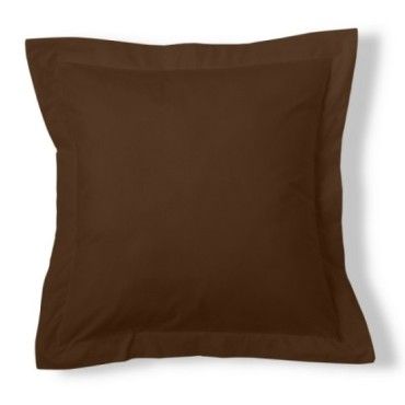 Funda de cojín algodón café 55x55cm con pestaña