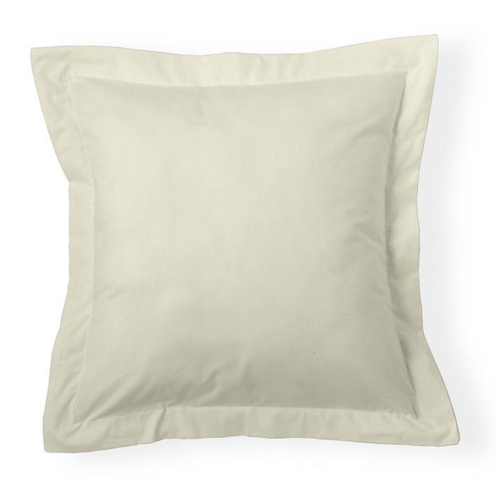 Funda de cojín percal marfil 55x55cm con pestaña