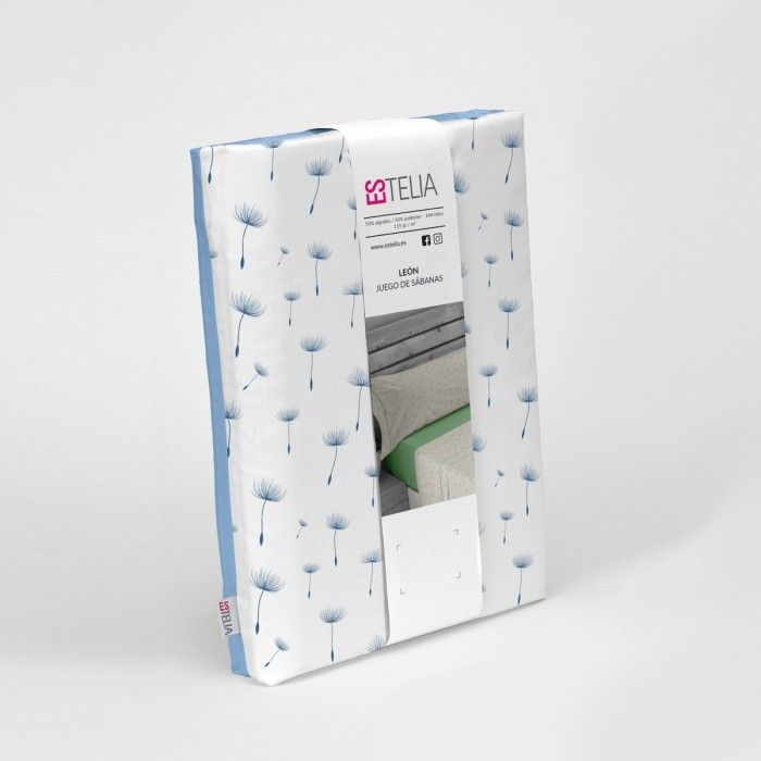 Juego de sábanas León azul presentación en bolsa de tela
