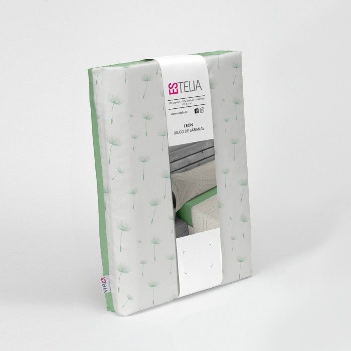 Juego de sábanas León verde presentación en bolsa de tela