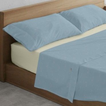 Juego de sábanas Cuca azul escena de cama