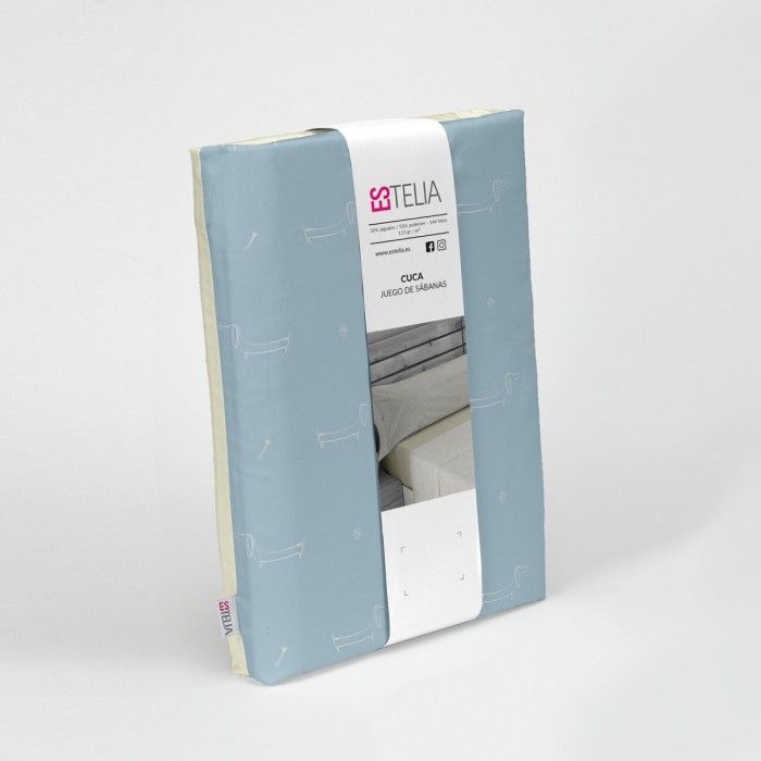 Juego de sábanas Cuca azul presentación en bolsa de tela