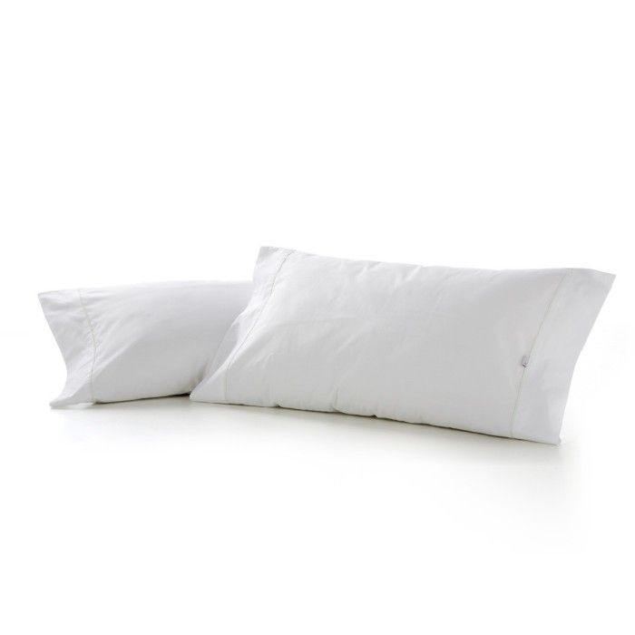 Funda de almohada algodón 600 hilos blanco cierre en tapa y solapa