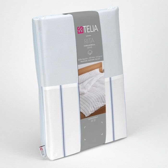 Dúo funda nórdica + almohada Rita azul presentación en bolsa de tela
