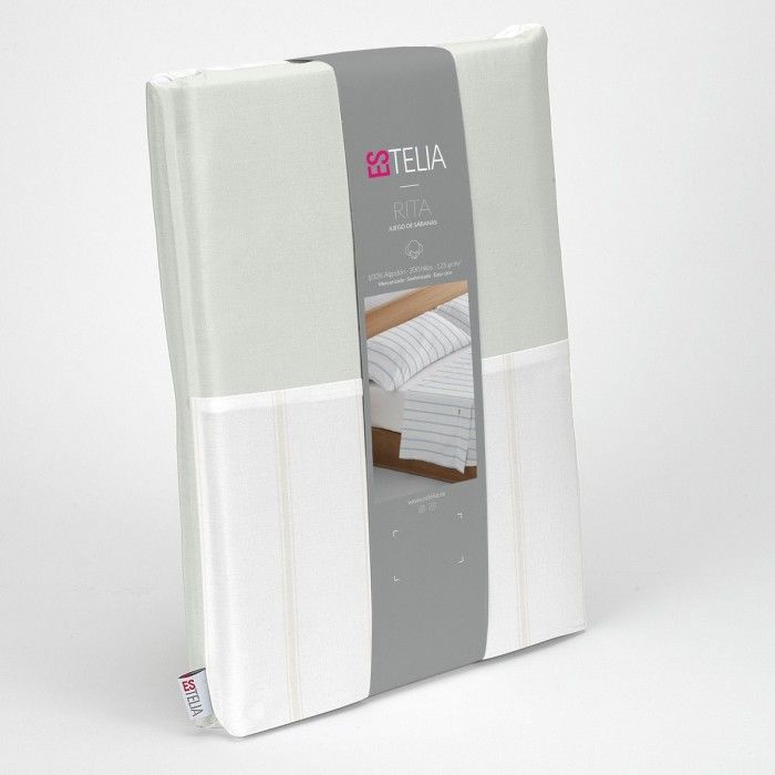 Juego sábanas Rita 200 hilos piedra presentación en bolsa de tela