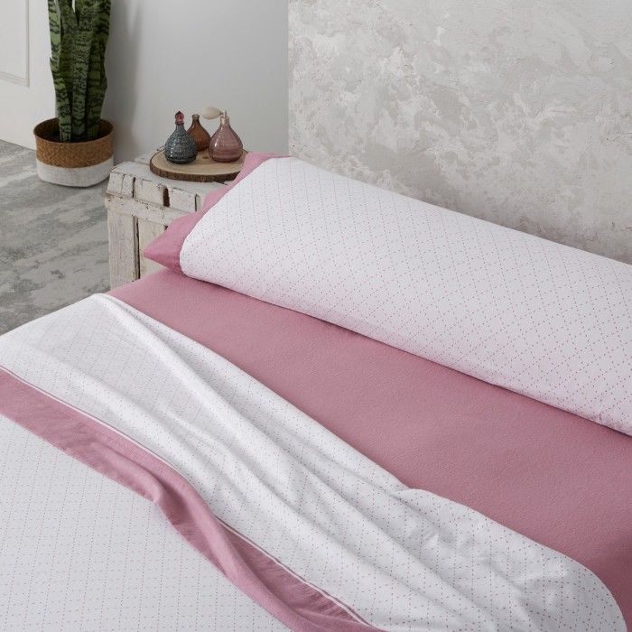 Juego sábanas franela Eira cuarzo cama