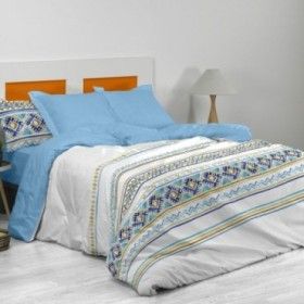 Funda nórdica algodón Vinia azul escena de cama
