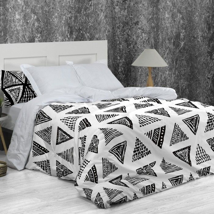 Funda nórdica algodón Yaqui negro escena de cama