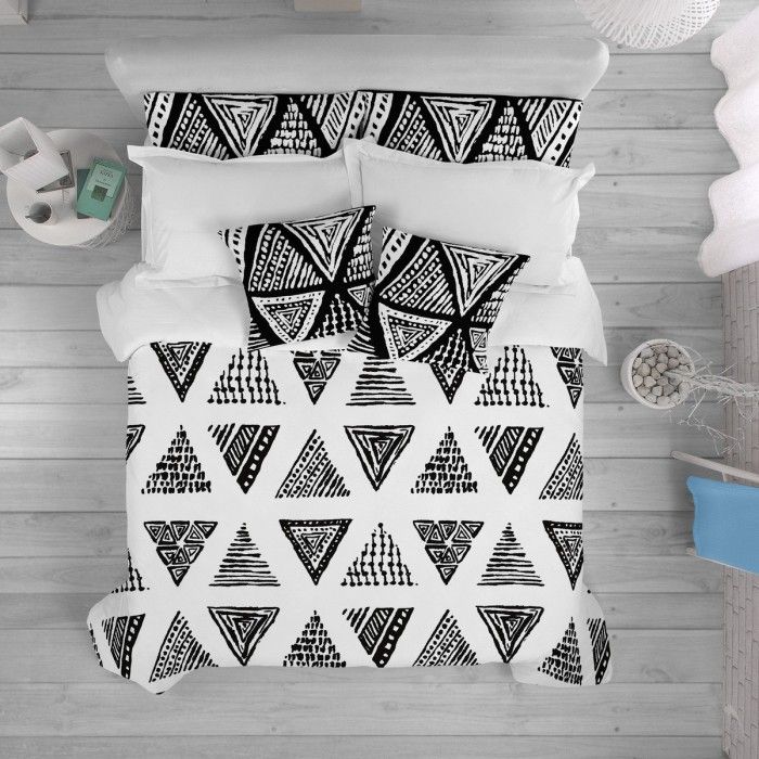 Funda nórdica algodón Yaqui negro vista cenital