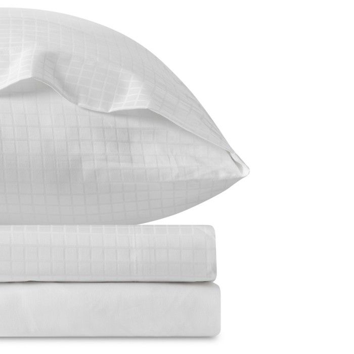 Juego de sábanas satén Atia blanco detalle del dibujo