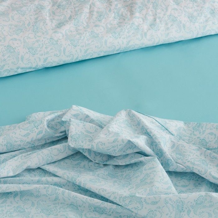 Juego de sábanas estampado Lara aqua, detalle