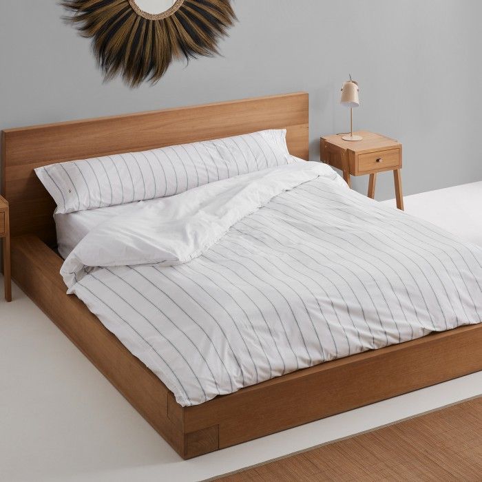 Dúo funda nórdica + almohada Rita perla escena de cama