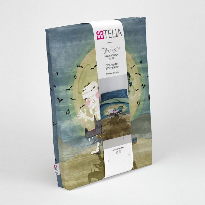 Dúo funda nórdica + almohada draky presentacion bolsa de tela