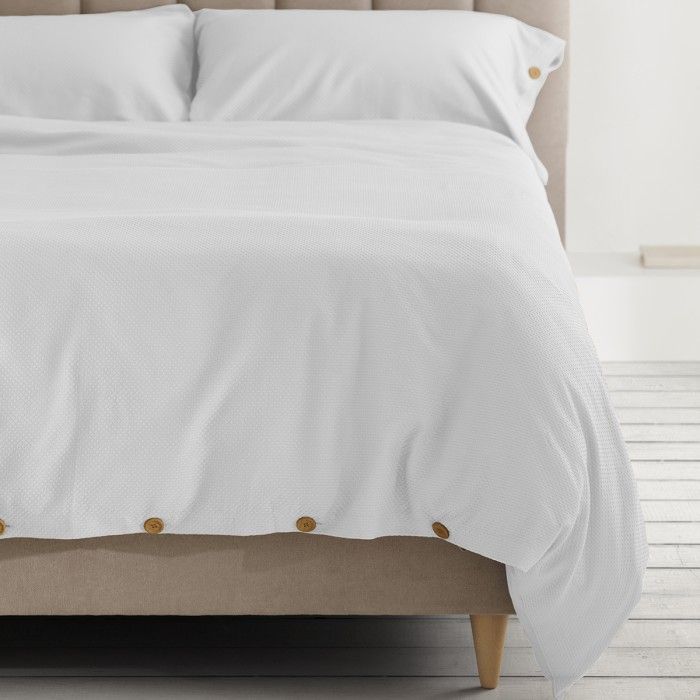 Dúo funda nórdica + almohada con botones suiza blanco frontal