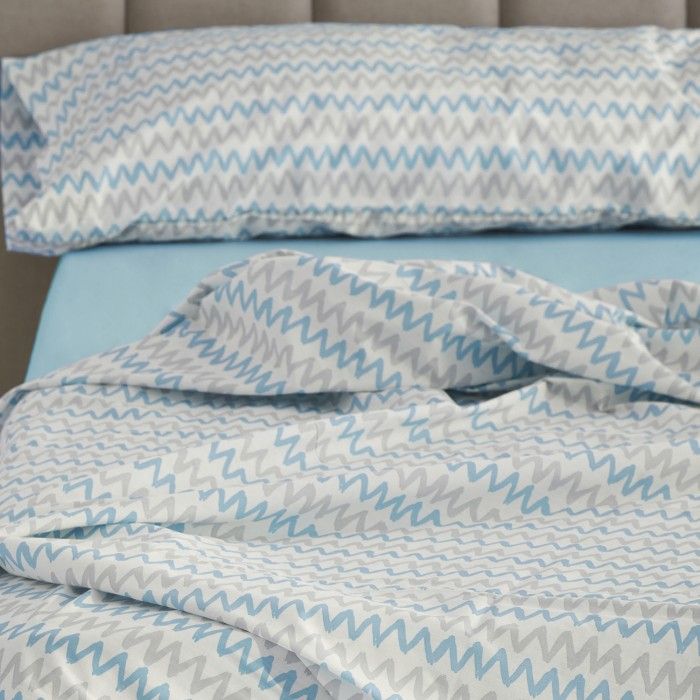 Juego de sábanas estampado Cloe azul, vista frontal