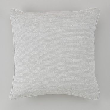 Funda de cojín tejida algodón Taver plata: 50x50cm. Con cremallera invisible