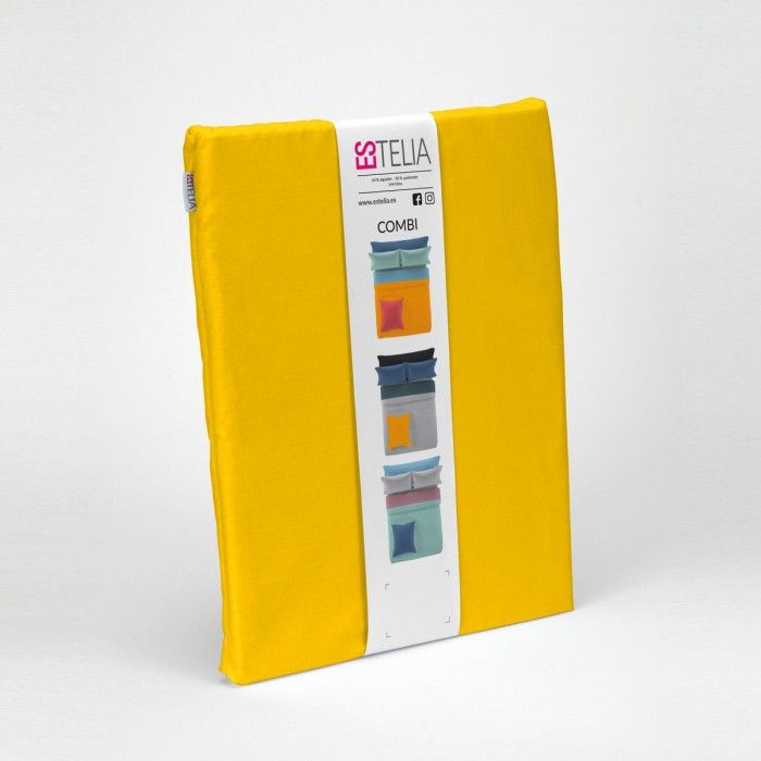 Sábana encimera algodón poliéster mostaza presentación en bolsa de tela